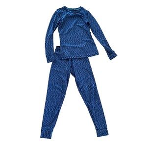 Cuddl Duds FlexFit Base Layer two piece set Set in Blue Space Dye, size small